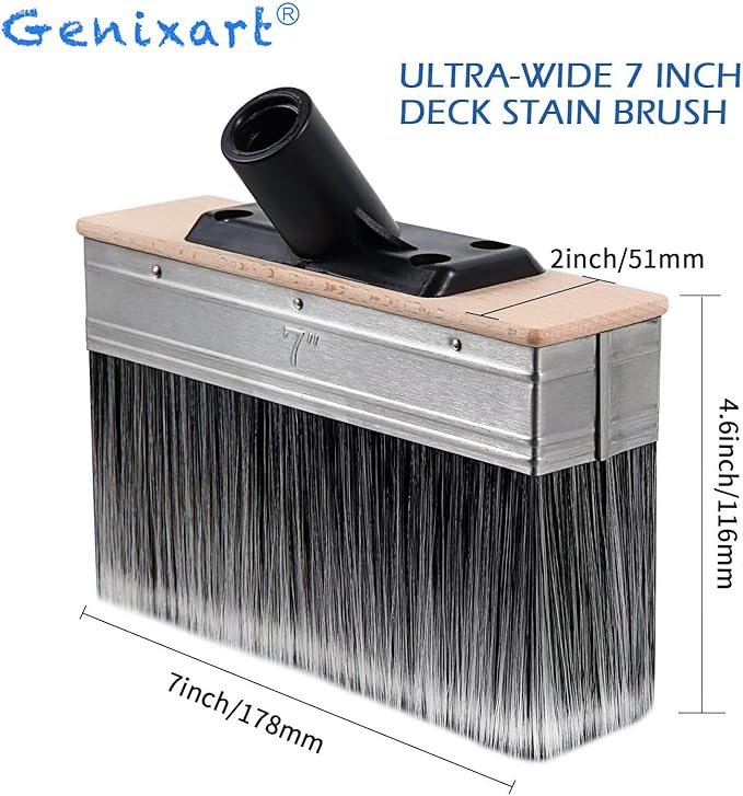 7-Inch Deck Stain Brush Applicator for Applying Paints, Sealers on Wood, Fence, Brick, Concrete Walls - Heavy-Duty Outdoor Oil Staining Brush