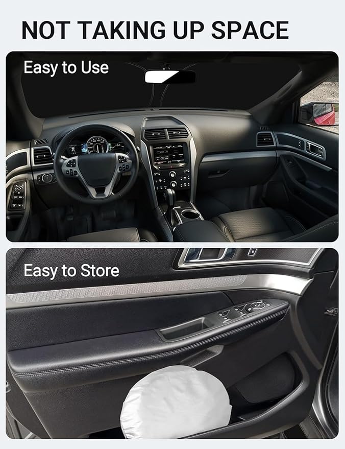 Proadsy 2026 Upgrade Front Windshield Sun Shade Foldable Sunshade Protector Custom Sun Visor Fit 2016-2019 Ford Explorer SUV ST XLT Limited Platinum Accessories