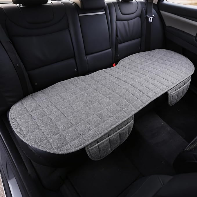 Suninbox Linen Back Car Seat Covers,Rear Car Seat Covers,Cloth Bottom Car Back Seat Cushion,Automotive Seat Protector Breathable Ventilated Gray