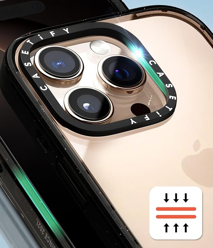 CASETiFY Impact iPhone 15 Pro Case [4X Military Grade Drop Tested / 8.2ft Drop Protection/Compatible with Magsafe] - Sakura Cherry Saturday - Clear Black