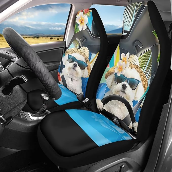 Yorkshire Terrier Car Seat Covers Front Seats 2 Pcs Car Seat Covers for Front Seats Removable Automotive Accessories Protection Interior Accessories for Cars SUV Sedans