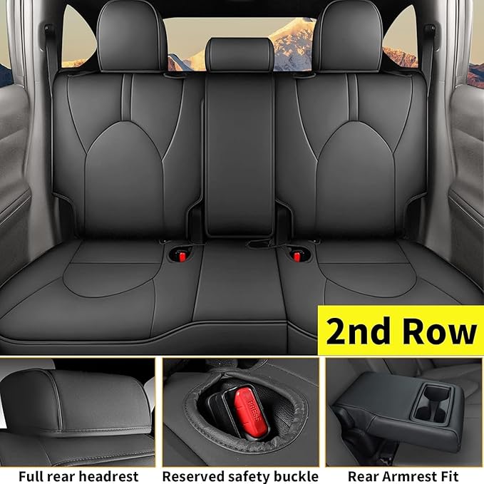 AOMSAZTO Custom Fit Seat Covers: for Toyota Highlander 2020-2025 2026 -Three-Row 7 Seats,Second Row Captain Chair Full Set Faux Leather-Dark Gray