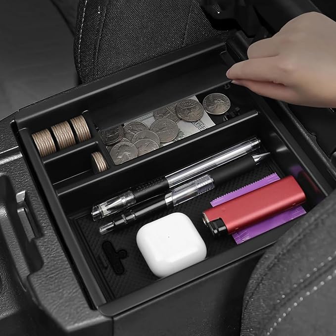 YOJOJOCO Center Console Organizer Compatible with Toyota 2016-2020 2021 2022 2023 Tacoma Accessories ABS Plastic Material Armrest Secondary Storage Box