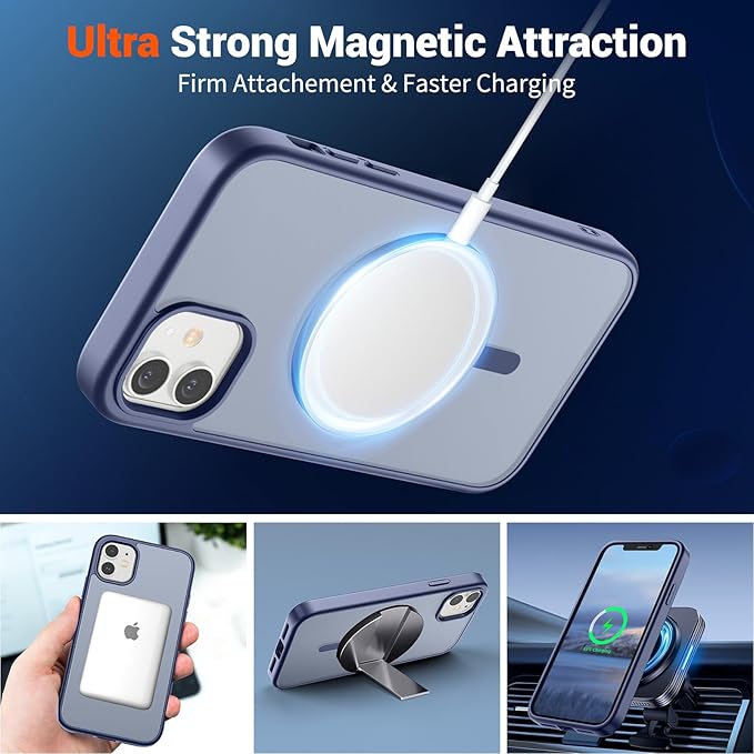 SUPFINE Magnetic for iPhone 12 Case/iPhone 12 Pro Case (Compatible with MagSafe)(Military Grade Drop Protection) Slim Translucent Matte Shockproof with Anti-Fingerprint Phone Case,Lavender Gray