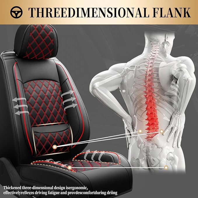 Fit for Equus Seat Covers Compatible with Hyundai Equus 2011-2016 - Waterproof Breathable Leather Automotive Seat Cushions Protector,Airbag Compatible,Only 2 Front seat Covers(Redline)