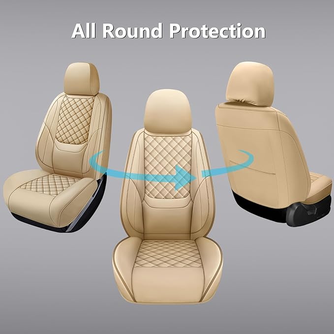 Full Coverage Leather Car Seat Covers Front Pair,Waterproof Seat Covers for Cars,SUVs Trucks, Car Seat Cushion,Car Seat Protector with 2 Seats