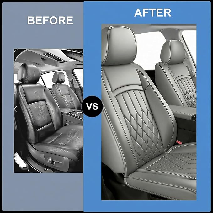 Fit RDX Car Seat Covers for Acura RDX 2010-2025 2026 - Premium Leather, Waterproof, All-Weather, Airbag Compatible, Anti-Slip, Breathable, Easy Install, Seat Protectors, Full Set, Gray