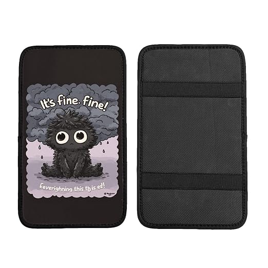 Adorable Little Black Monster Car Auto Armrest Cushion Cover Accessories Center Console Seat Box Pad Protector Universal Decoration for Most Vehicle SUV Truck