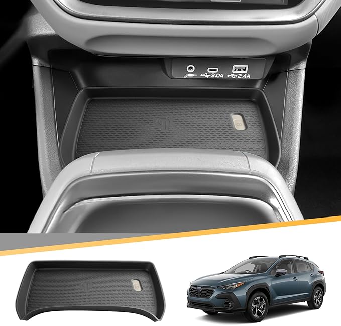 LFOTPP Center Console Wireless Charging Protective Mat for 2026 2025 2024 Subaru Crosstrek/Impreza Silicone Pad (Premium/Sport/Limited/Touring) Car Accessories Interior Black