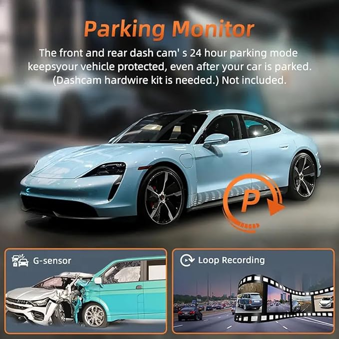 360° Dash Cam Front and Rear View 4 Channel Dash Cam FHD 1080Px4, Inside/Back 170°+2x150°+170° Wide Angle, Free 64GB Card, Built-in WiFi GPS, Night Vision,APP,G-Sensor with 24/7 Parking Mode
