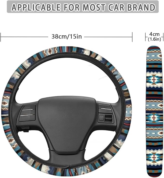 SEANATIVE Baja Stripes Car Steering Wheel Cover Universal Car Accessory for Diverse Cars Neoprene Dust Cover for Steering Wheel