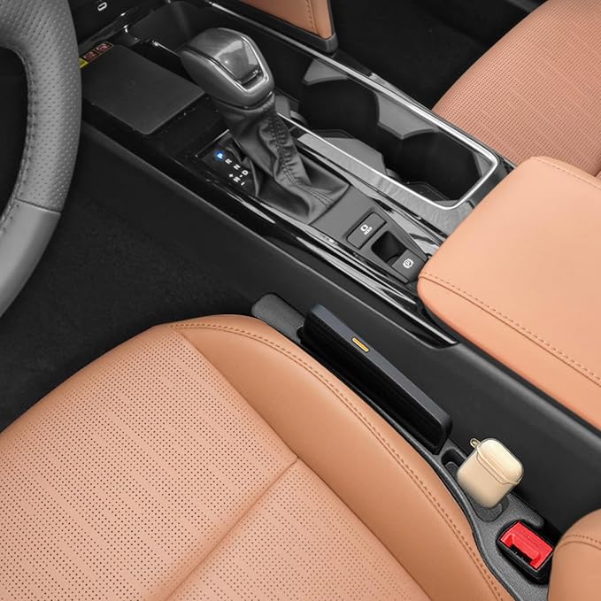 Car Seat Gap Filler Organizer Compatible with Toyota Camry Accessories Seat Gap Plug Blocker with Storage Slot Non-Slip Car Cup Holder Coaster Black