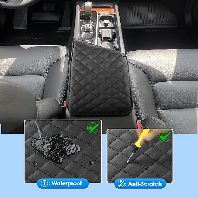 2018-2025 2026 XC60 Center Console Cover for Volvo XC60 (Core/Plus/Ultimate/Ultra/Black Edition/Momentum/R-Design/Inscription),Waterproof&Comfy Leather Cushion 2023 2024 2025 XC60 Armrest Cover