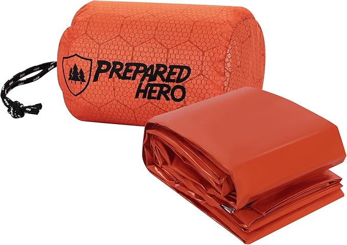 Prepared Hero Survival Bag - Emergency Sleeping Bag, Thermal Bivy Sack for Camping, Hiking, Outdoor. Lightweight, Portable, Survival Shelter