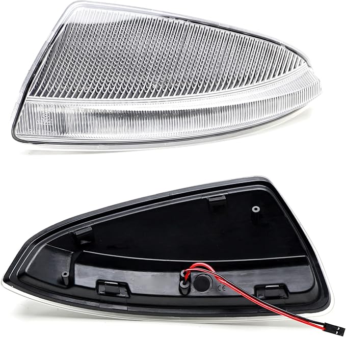 iJDMTOY Semi-Clear Lens Full LED Strip Dynamic Sequential Blink/Flow Side Mirror Turn Signal Light Assembly Kit Compatible with Mercedes 2008-2011 W204 Pre-LCI C-Class