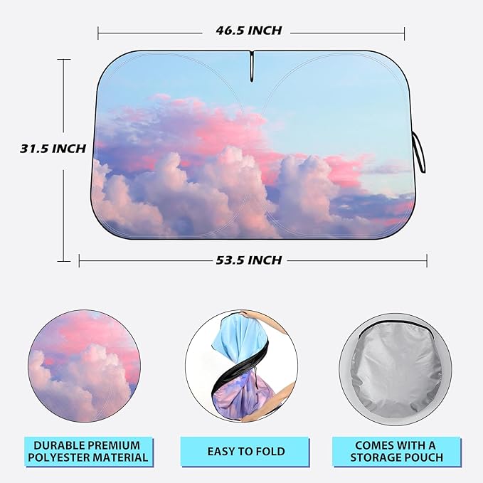 Car Windshield Sun Shade - Reflector Sunshade Offers Ultimate Protection for Car Interior, Cool Reflective Sun Blocker Fits Small Sedans, Mini SUVs