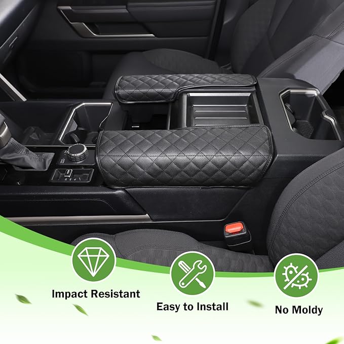 Center Console Armrest Cover Protector Pad Compatible with Toyota Tundra Sequoia 2022-2025 Leather Car Console Armrest Seat Cushion Waterproof Armrest Cushion Lid Interior Accessories (Style A)