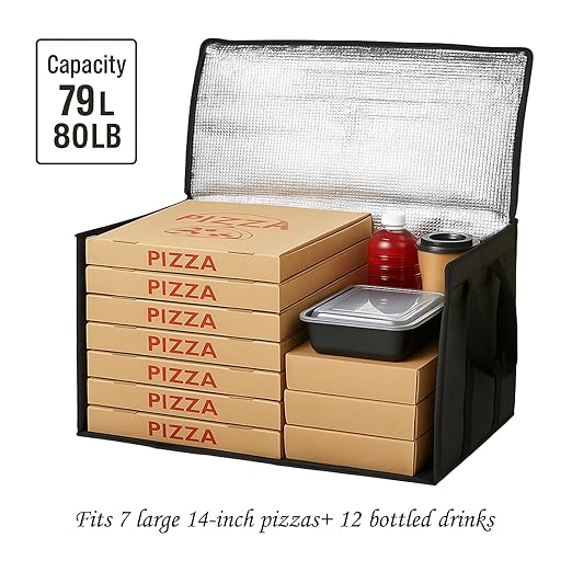Bodaon Large 3-Pack Insulated Food Delivery Bag with hard bottom, XXXL Catering/Pizza Cooler Bags, Rideshare Delivery Bag, Thermal Cold/Hot Styrofoam Carrier for Travel/Shopping/Car