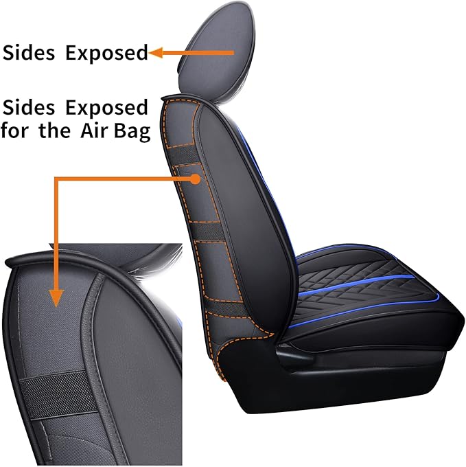 Tomatoman Tacoma Car Seat Covers Compatible with Toyota Tacoma 2005-2015 2016-2023 2024 2025 2026 Truck Access Crew Double Cab TRD Sport Offroad Limited SR5 V6 Cushions(Full Set/Black-Blue)