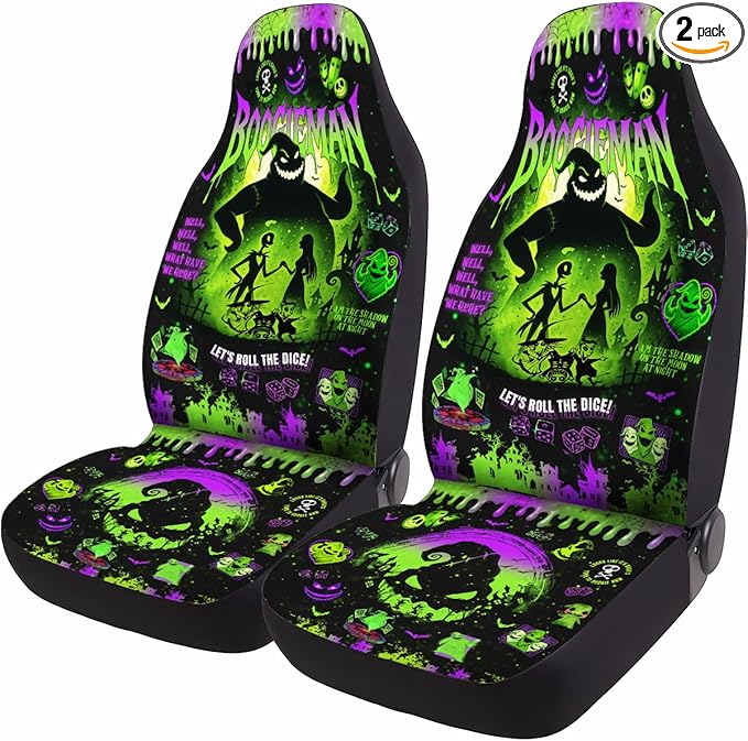 GENANY Nightmare Movie Car Seat Covers Set of 2, Breathable Front Seat Covers for Truck Sedan SUV, Horror Car Accessories, Horror Gift for Women Men