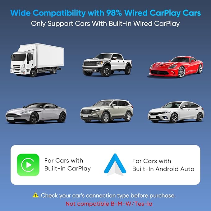Upgraded Wireless CarPlay Adapter, 3-in-1 Wireless Carplay & Android Auto& Video Adapter, Built in Netflix YouTube Support TF Card, Plug & Play, USB Type C, USB Type A Compatible with iPhone & Android