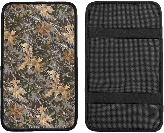 Camouflage Car Center Console Pad Camo Army Arm Rest Seat Box Cover Brown Cars Interior Accessories Auto Armrest Cover Protector for Most Vehicle, SUV, Truck