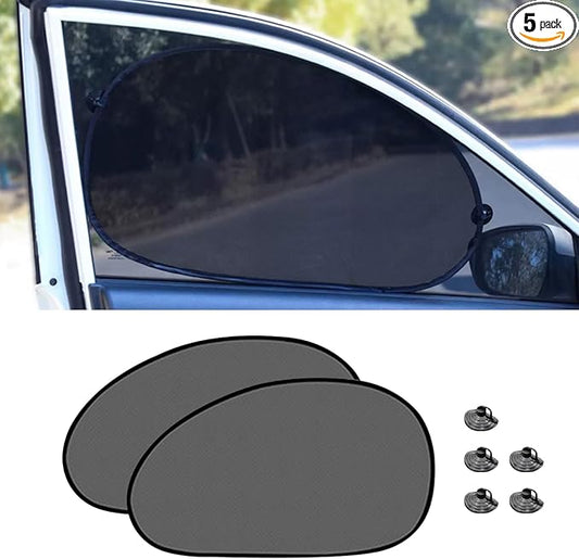 2PCS Car Window Shade, 25"×15" Side Window Sun Shade Blocker with Suction Cups, Mesh Vehicle Window Screen Provide Glare and UV Rays Protection for Baby, Universal Car Accessories for Most Models