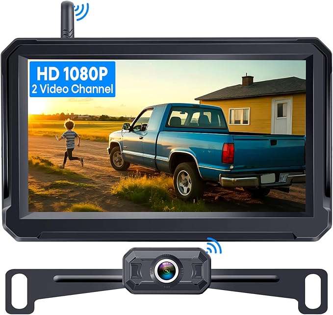 Wireless Backup Camera for Trucks: 5 Inch 1080P HD Display, Backup Camera for Car,Truck, IP69K Waterproof, Night Vision, Dual-Camera Support, DIY Installation, Customizable Parking Lines Befumly H21