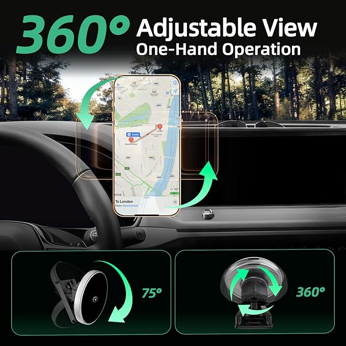Car Phone Holder for Honda Accord (2023-2025 2026, 12.3"),MagSafe Car Mount Charger,Magnetic Phone Holder,15W Fast Wireless Charging, 360° & Hands Free,with Storage Box,Car Accessories for 11th Accord