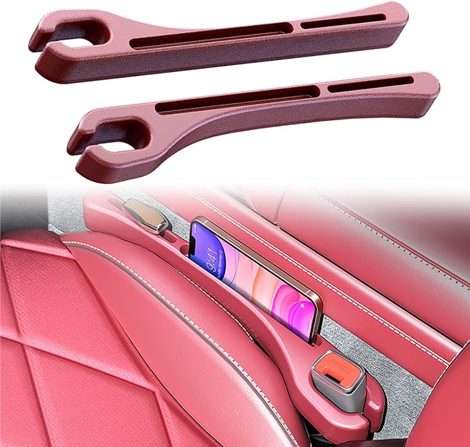 2PCS Car Seat Gap Filler，Gap Stopper Fill Gap Between Seat and Console，Built-in Recessed Storage Organizer，Universal for Most Cars Trucks SUVs to Stop Things from Dropping（Red）