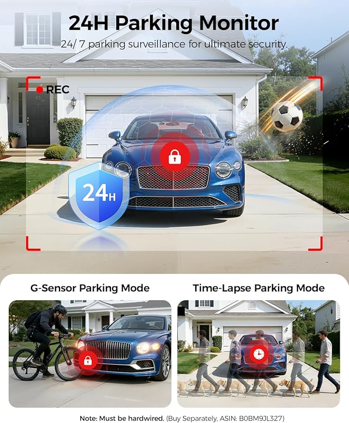 AZDOME ADAS Dash Cam Front and Rear, 4K+2.5K UHD Dash Camera for Cars, 64GB Card Included, Voice Control, Bulit-in 5.8GHz Wi-Fi GPS, 3.19'' IPS Screen Dashcam, Night Vision, 24H Parking Mode M550 Pro
