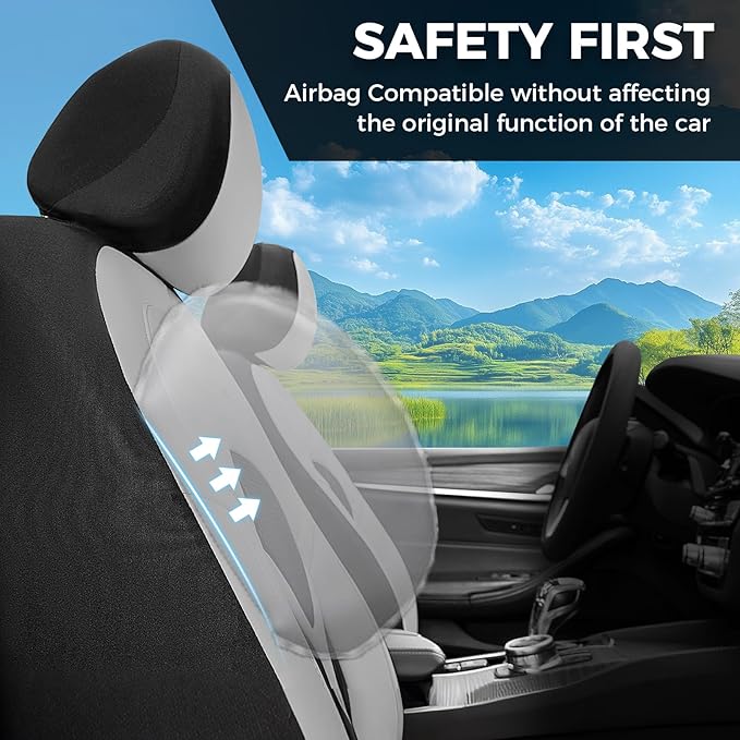 FLORICH Car Seat Covers Full Set, Universal Seat Cover 5 Seats, Automotive Seat Covers with Mesh Leather, Waterproof Car Seat Protector, Breathable Car Seat Cushion for Most Car SUV Truck, Gray