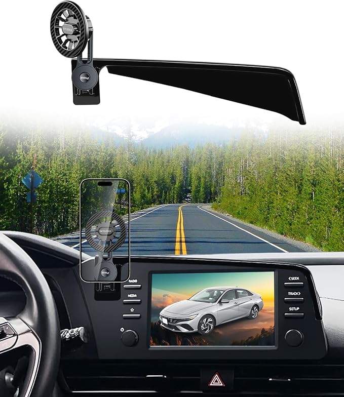 SKYLOTEC Magnets Phone Mount for Hyundai Elantra 2021-2024 2025 Accessories 10.25-Inch/8-Inch Screen Fixed Clip, Cell Phone Base Automobile Cradles Magnetic Phone Holder Compatible with