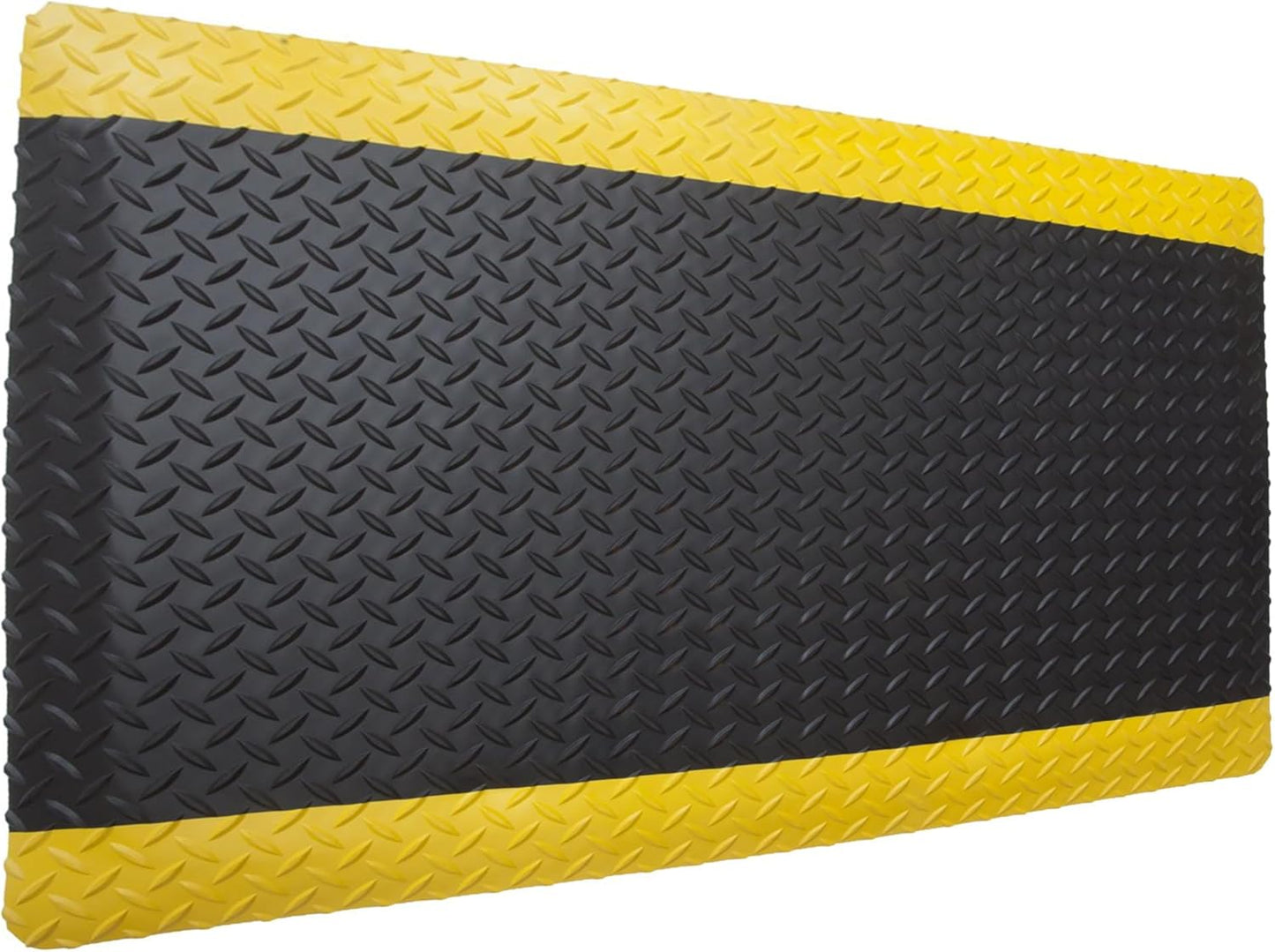 Rhino Mats, American Classic Diamond Anti-Fatigue Mats, Industrial Ergonomic Comfort Standing Mat for Work, Home, Garage, Office, Kitchen or Anywhere (Black/Yellow 1" Thick, 2 FT. x 20 FT.)