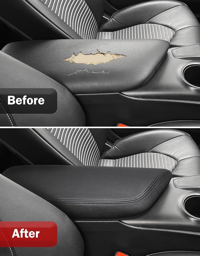 KBH Center Console Armrest Cover for Toyota Camry 2018 2019 2020 2021 2022 2023 2024, Middle Console Arm Rest Lid Covering, Vinyl Leather, Anti-Scratch, Black