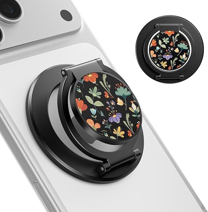 SUPERONE Dual-Side Magnetic Ring Holder, Ideal Gift Gym Phone Grip Kickstand with Cute Pattern for iPhone 17/16/15/14/13/12/ Series, Magsafe Case & Mag Car Mounts, Magnet Ring Included for All Phones