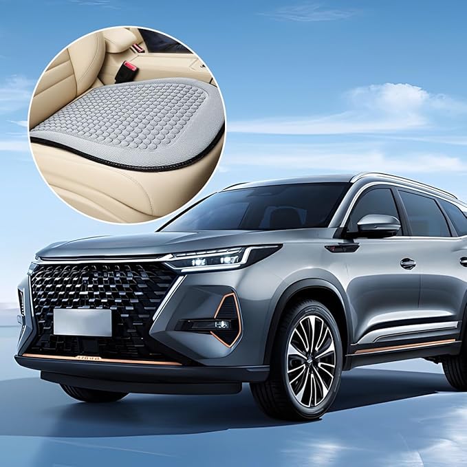 Car Front Seat Bottom Cover, Cool Breathable Anti-Slip Vehicle Driver Seat Protector Cushion, Comfortable Auto Interior Chair Protection Pad Mat, Universal for Truck SUV Sedan (Grey)