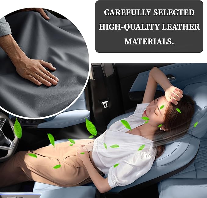 Car Center Console Cover Arm Rest Cover Pad for Car Armrest Box, Middle Console Covers Leather Armrest Box Mat Pad Protector Cushion with 2 Storage Bags for Cars Interior Accessories(Beige)