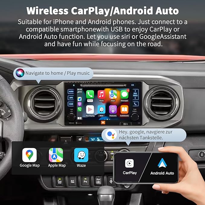 Wireless Carplay/Android Auto Adapter for Toyota with Entune2.0 & Touch2 2014-2019 New Version Retrofit Kit Decoder Fits for Tundra/Highlander/RAV4/Tacoma/Camry/Corolla/Avalon/Prius/CH-R/Sienna/Camry