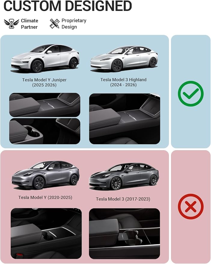 BASENOR Phone Mount for 2025 2026 Tesla Model Y Juniper/Model 3 Highland, Dashboard Phone Holder Does Not Block View [No Adhesive][Dual Arms][360° Adjustable] Tesla Accessories Fit All Smartphone