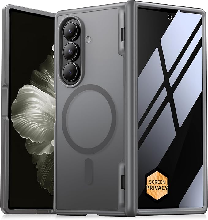 MOBOSI Magnetic for Z Fold 7 Case with Privacy Screen Protector, Samsung Galaxy Z Fold7 Cover[Compatible with Magsafe & Full Body Hinge Protection] Shockproof Phone Cases for zfold 7, Gray