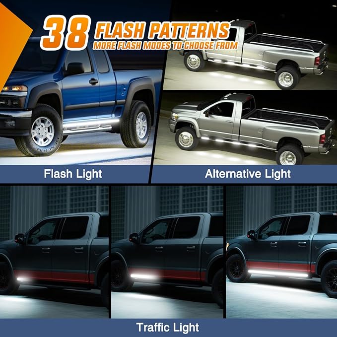 Nilight 2PCS 70 Inch Emergency Strobe Light Strip with Controller 864 LED White Running Board Lights Flexible Side Flashing Warning Caution Safety Waterproof for Truck Construction Pickup