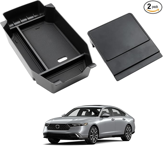 ELECFRESH 2PCS Center Console Organizer Tray for 2026 2023-2025 Honda Accord Accessories, Glove Storage Box with Aremrest Hidden Storage Box for Honda Accord