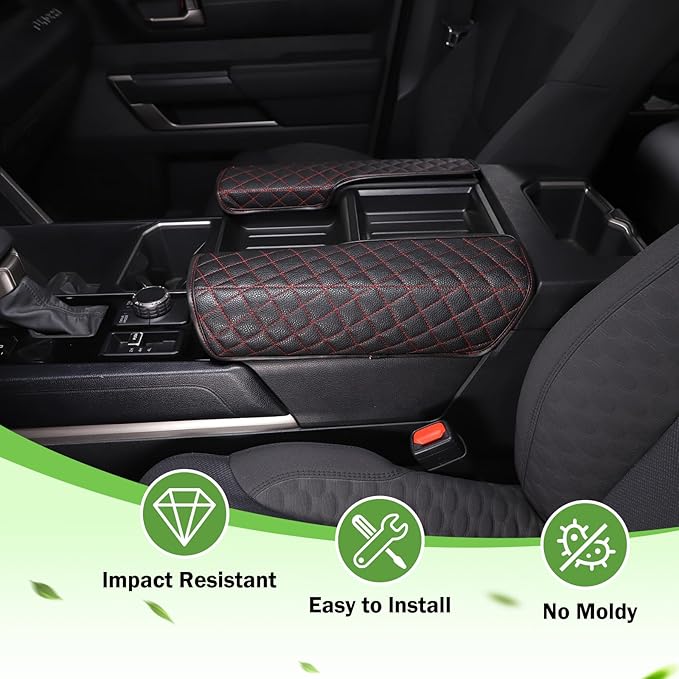 Center Console Armrest Cover Protector Pad Compatible with Toyota Tundra Sequoia 2022-2025 Leather Car Console Armrest Seat Cushion Waterproof Armrest Cushion Lid Interior Accessories (Style B)