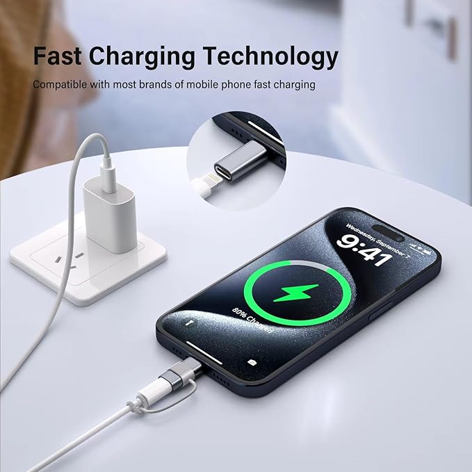 Thousover 4 Pack Lightning to USB C Adapter for iPhone 15/16/17 Pro/17 Pro Max,for iPhone 17/16 Charger,17/16 Accessories,Fast Charging & Data Transfer
