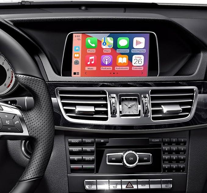 Road Top Wireless CarPlay & Android Auto Retrofit Kit for Mercedes-Benz E-Class W212 E Coupe C207 2012-2015, NTG4.5/4.7 System, CarPlay Interface Decoder, MirrorLink, Backup Camera, OEM Knob Control