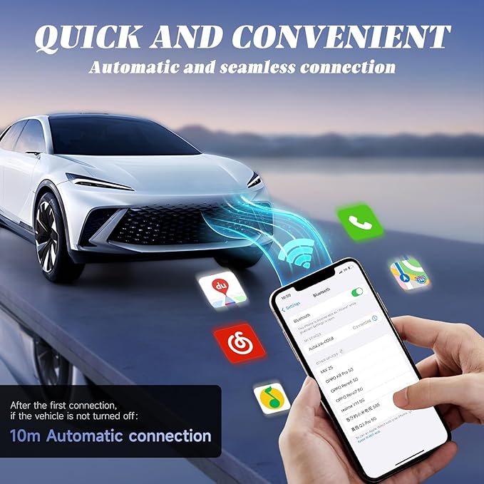 Wireless Carplay Adapter, 2 in 1 Wireless CarPlay & Android Auto Adapter with Dual-Band WiFi and Bluetooth 5.0 Car Play Connector Compatible with iOS 10+ / Android 11+ Instant Connectivity Easy Setup