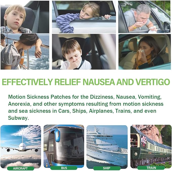 (2026 New) Motion Sickness Patches Non-Drowsy, 100% Natural Motion Sickness Patch(Efficient– Lasts 72 Hours)-for Car Airplane Ship Altitude Sickness(Travel Essentials)-for Adults and Kids(48 Count)