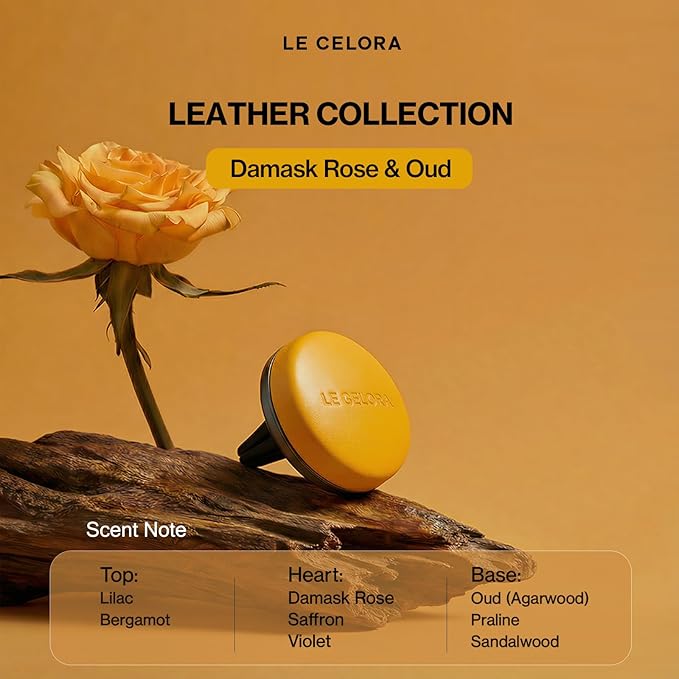 LECELORA Car Diffuser with 6 Scent Refills - Luxury Leather Vent Clip Long Lasting Car Air Freshener, Perfect Birthday Anniversary Valentines Gift for Him Her-Oud Lumiere