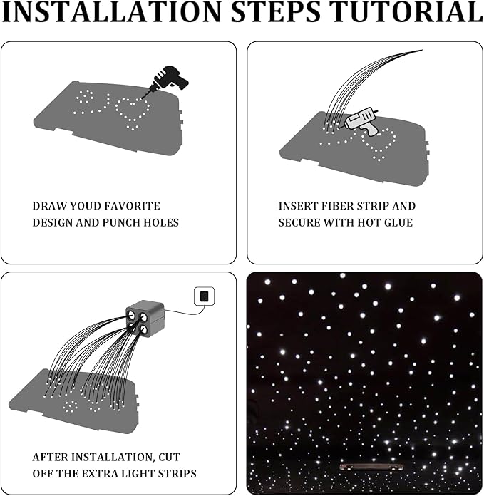 36W 4-Color Twinkle&RGBW Meteor Starlight Headliner Kit, 2-in-1 Fiber Optic Light Engine with APP Control, 1200pcs0.03in13.1ft Shooting Star Ceiling Lights, Sound-Activated Star Sky Decor for Car&Home